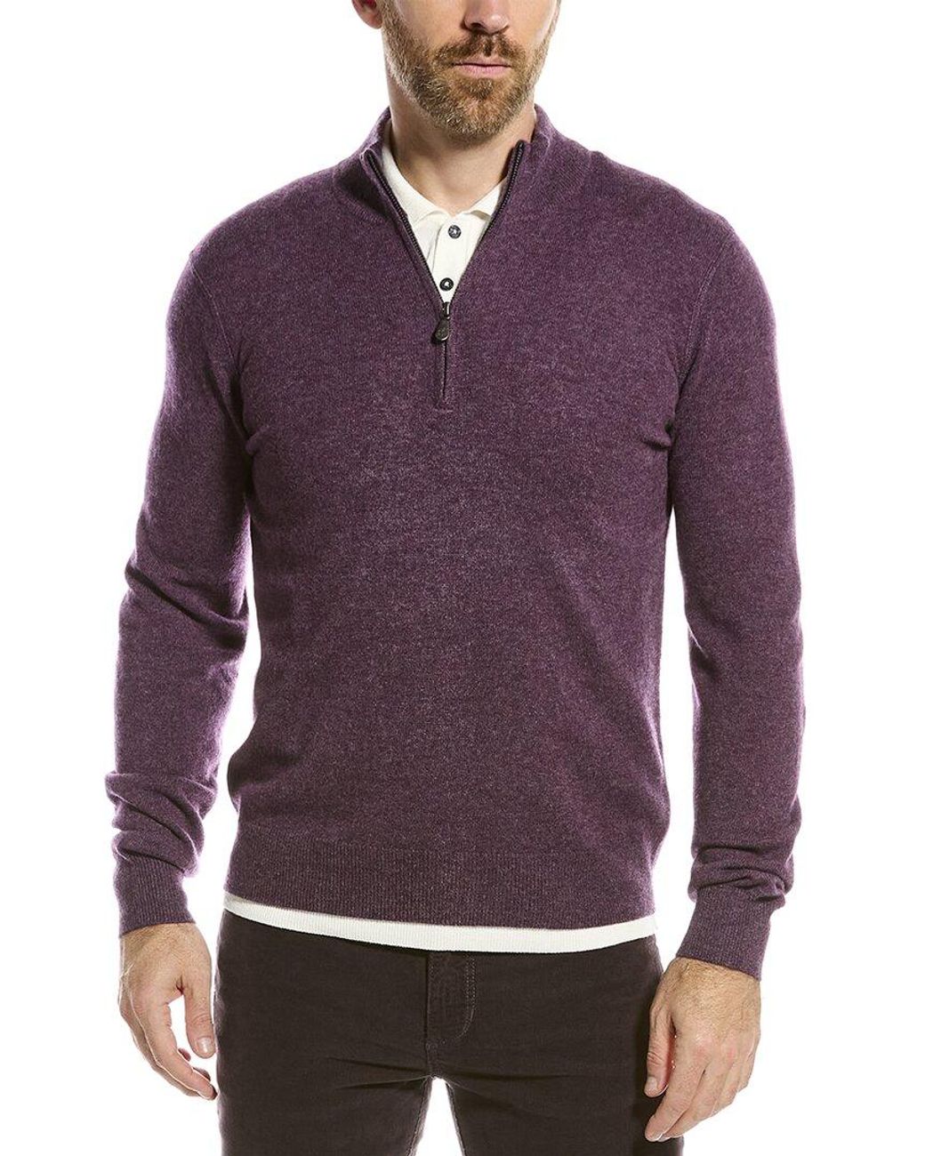 RAFFI Zip Mock Neck Cashmere Sweater in Red (Purple) for Men | Lyst