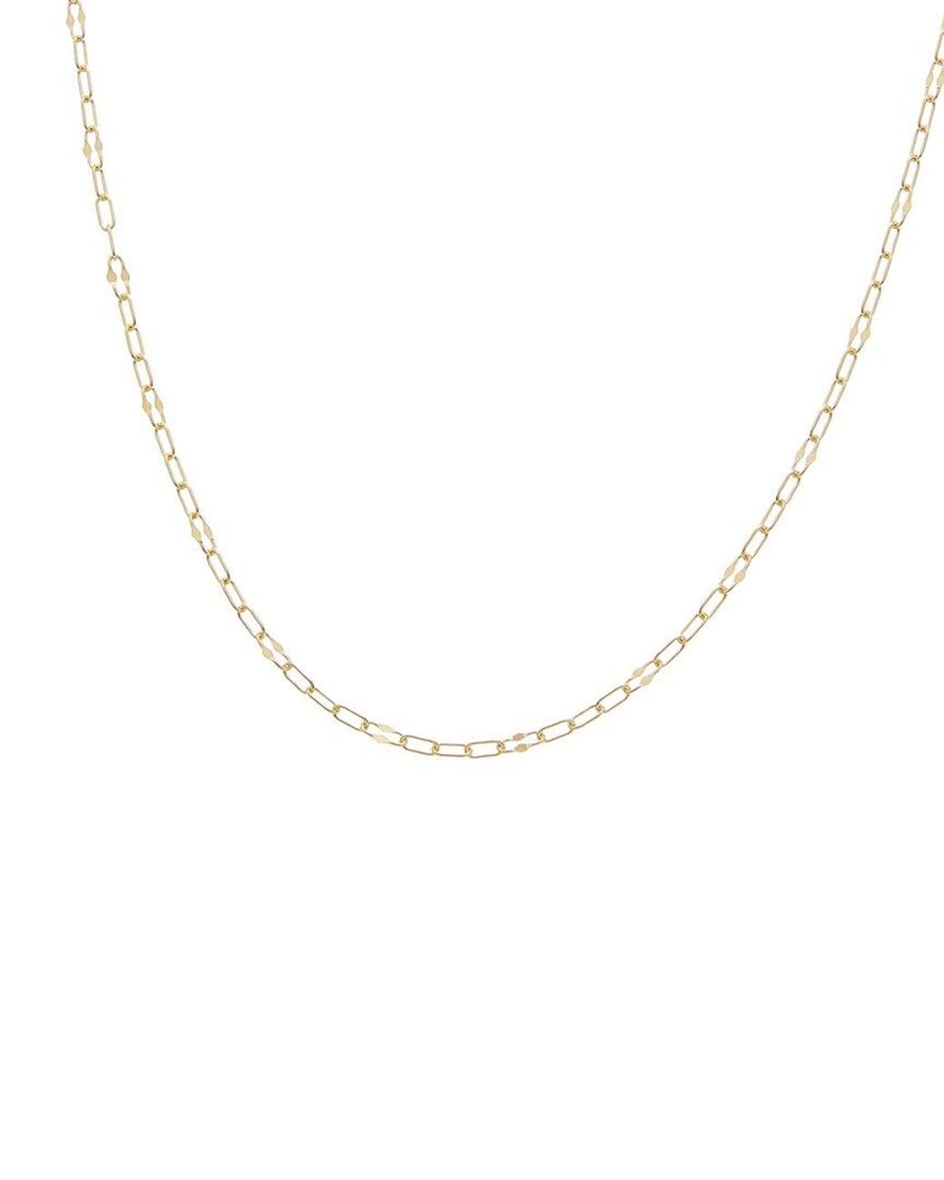 Italian Gold Metallic 10K Mirror Flat Link Station Paperclip Necklace