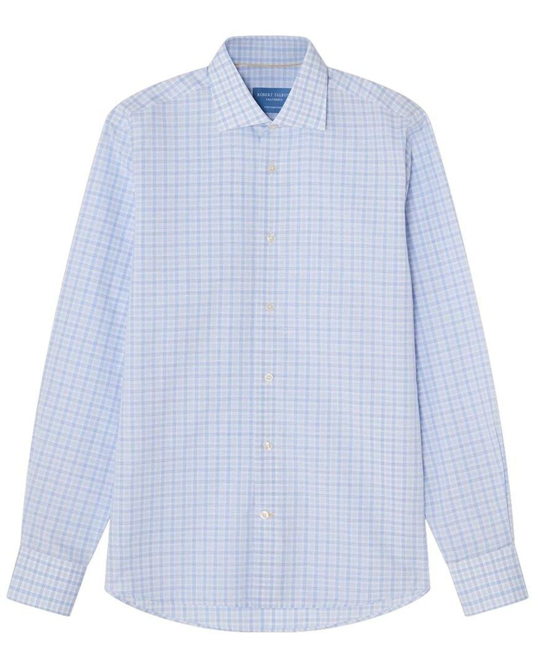 Robert Talbott Blue Reynolds Check Linen-Blend Shirt for men