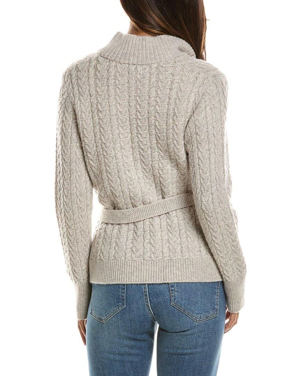 Forte Natural Military Cable Wool & Cashmere-Blend Cardigan