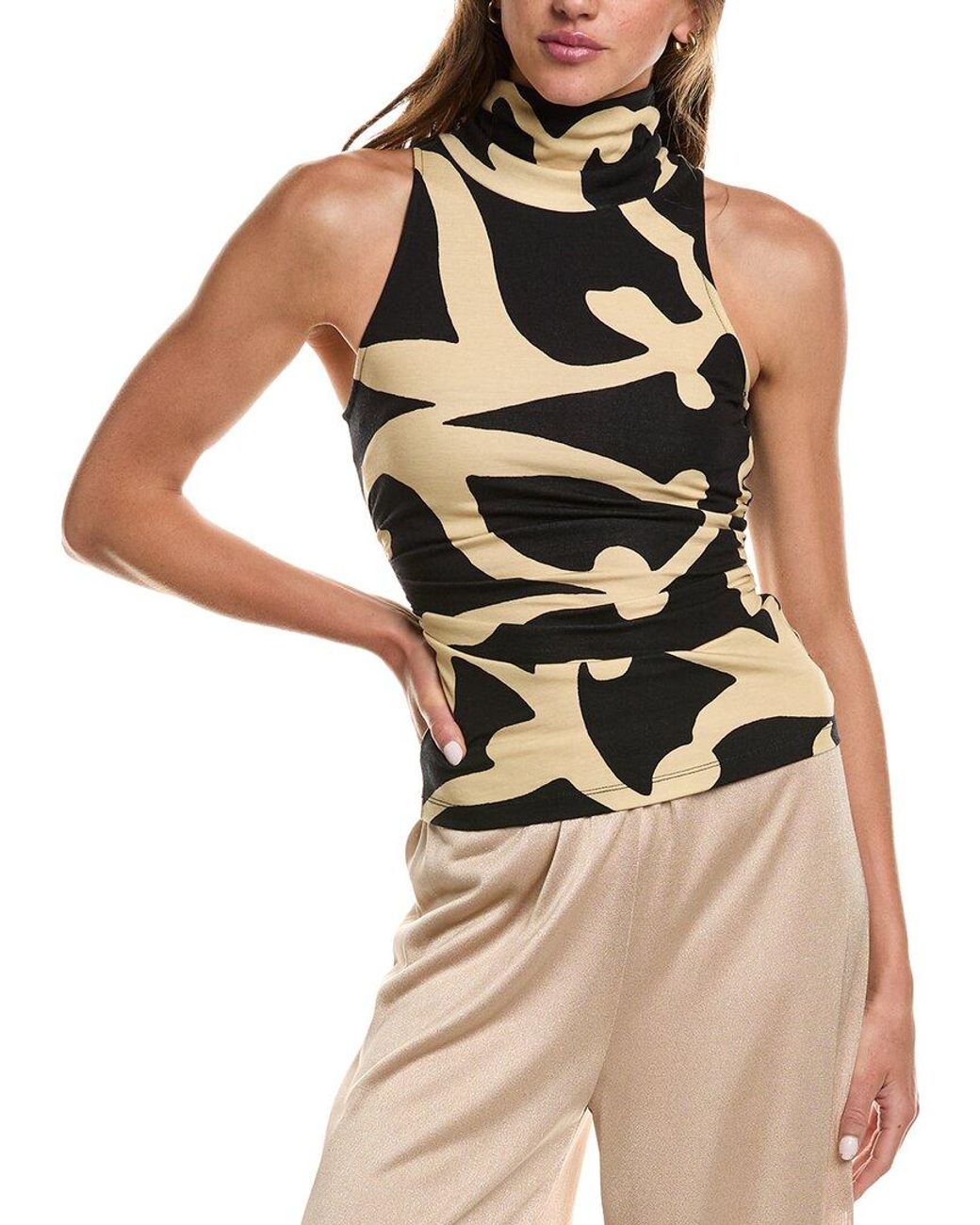 Diane von Furstenberg Black Wool-Blend Frances Top