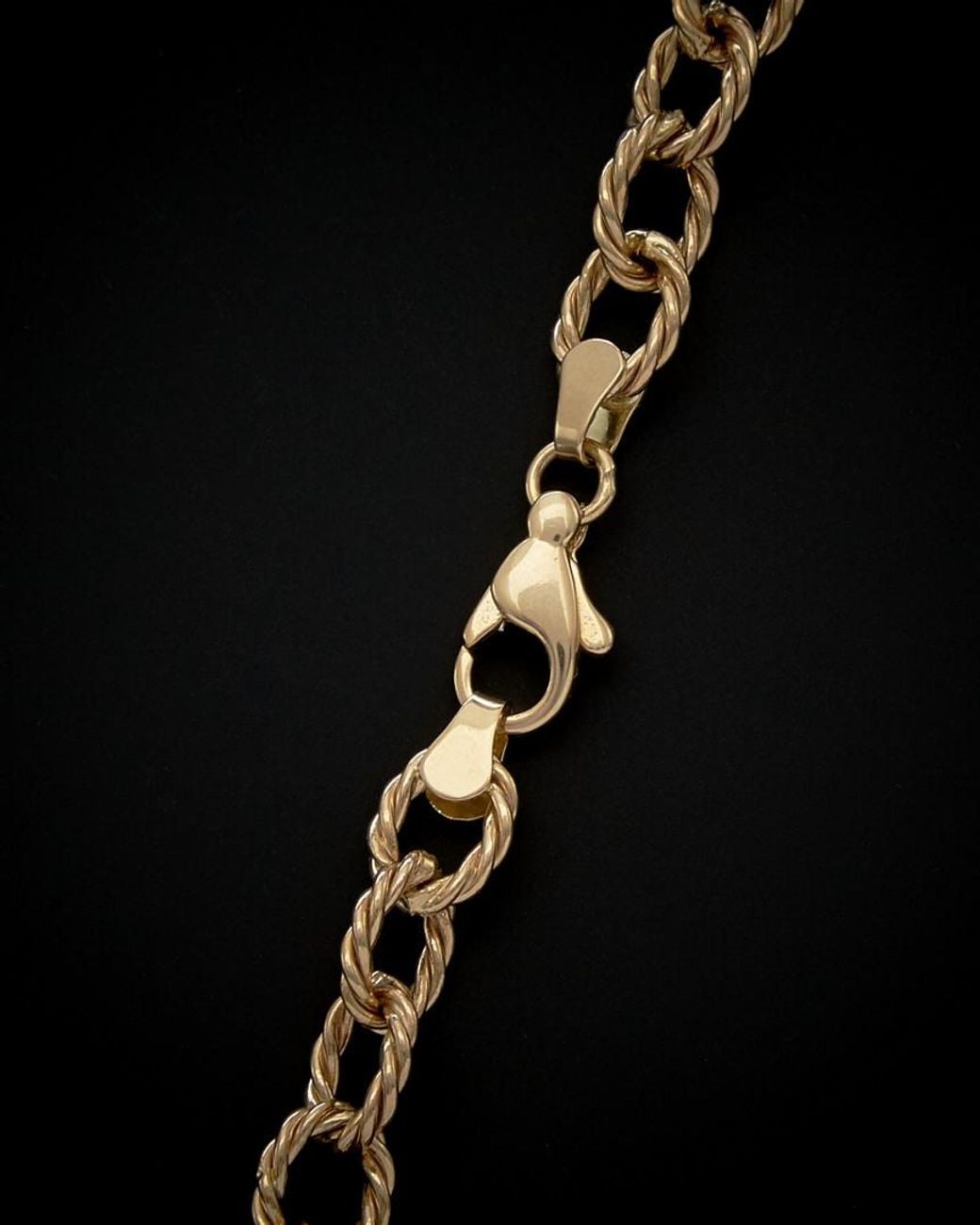 Italian Gold Black 14k Ribbed Rolo Link Necklace