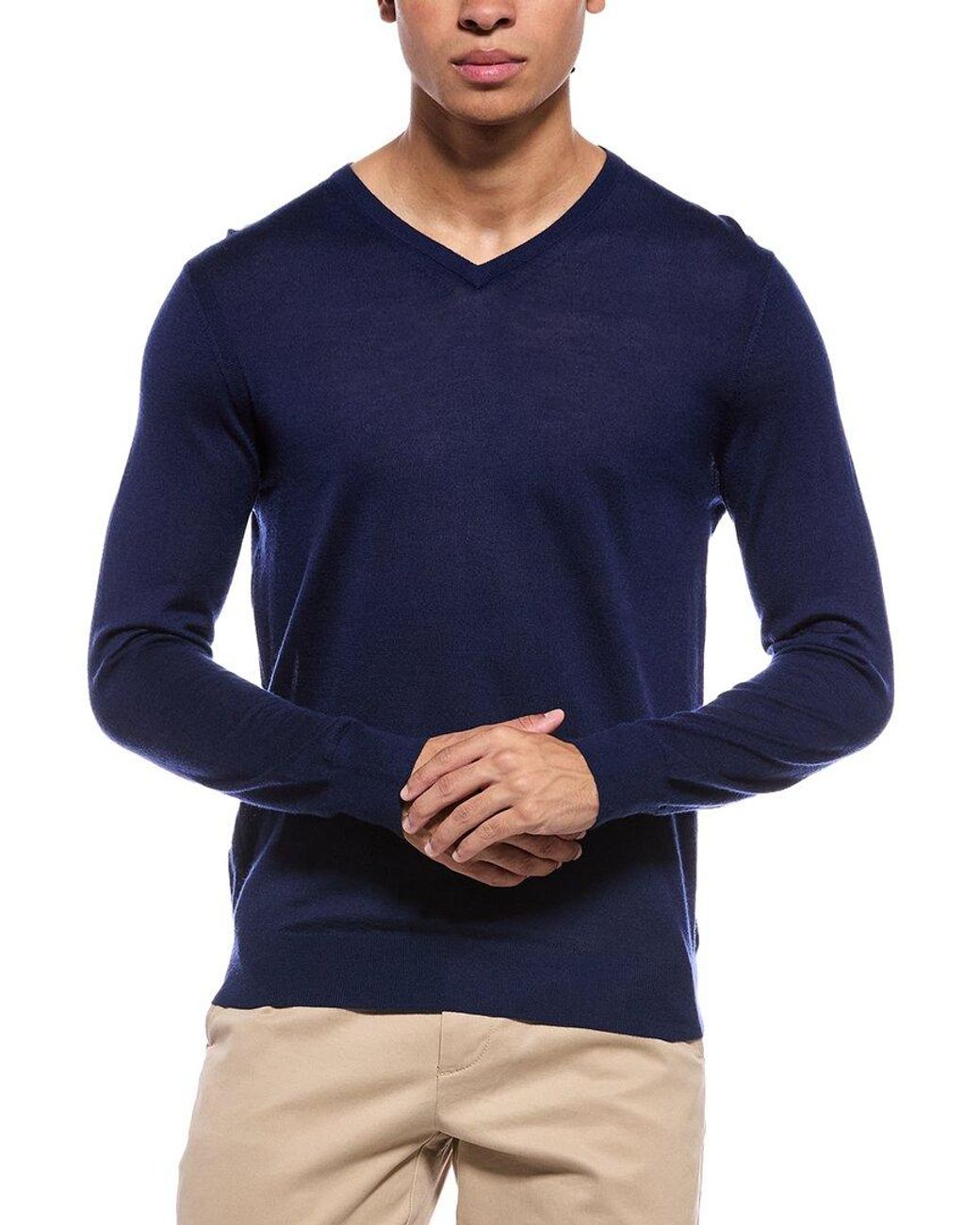 N.Peal Cashmere Blue Conduit Fine Gauge Cashmere & Silk-Blend V-Neck Sweater for men