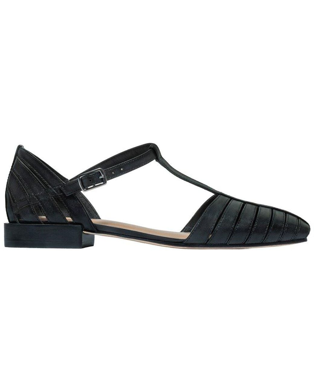 Bernardo Black Brighton Leather Fisherman T-Strap Sandal