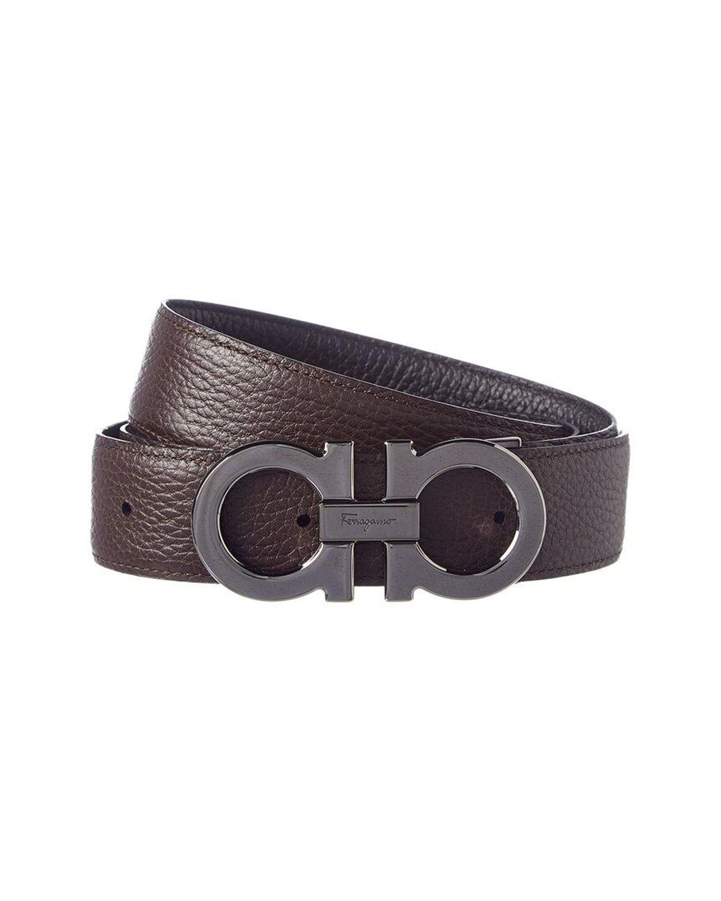 Ferragamo Blue Reversible & Adjustable Double Gancio Buckle Leather Belt for men
