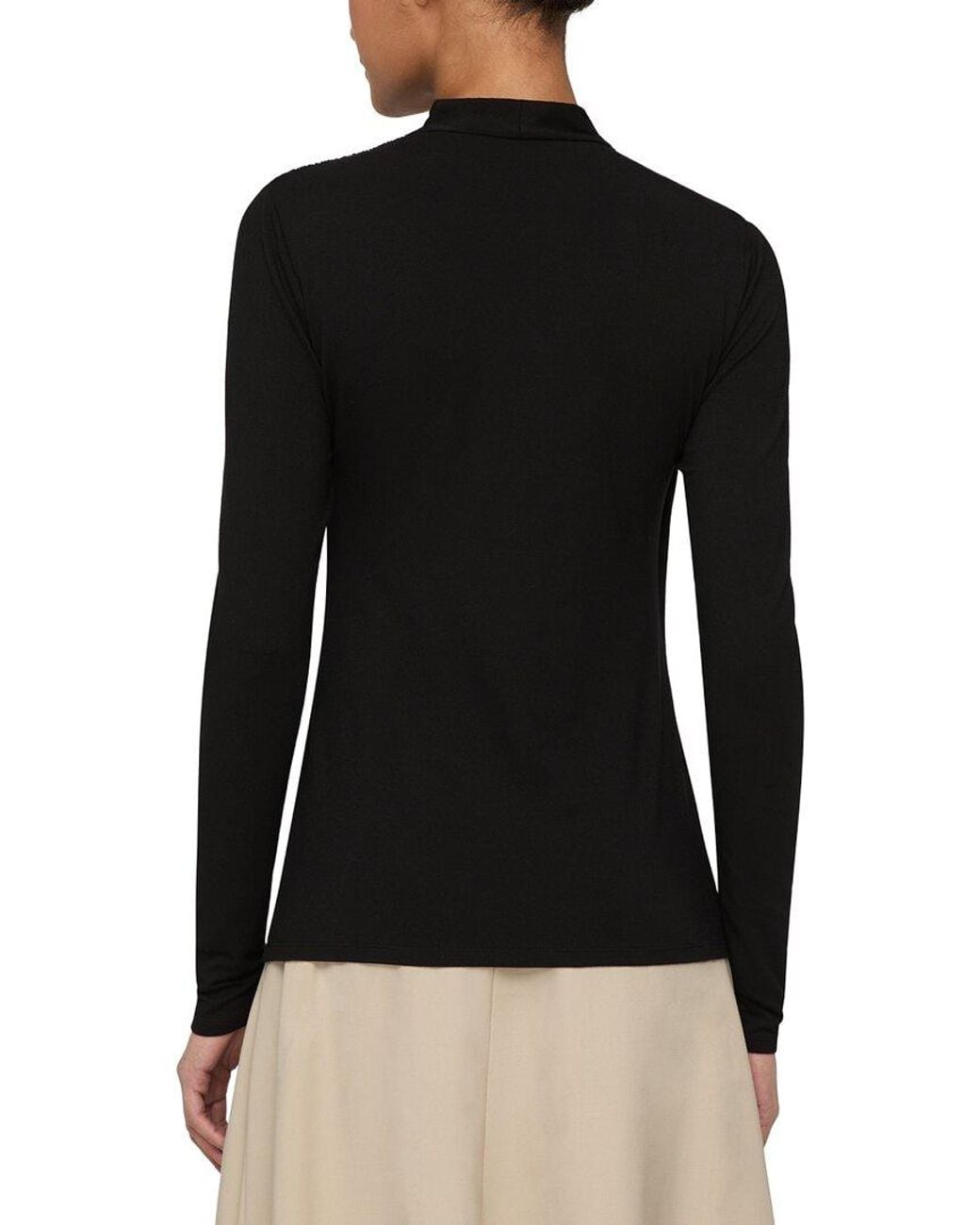 Lafayette 148 New York Black Ruched Wrap Front Top