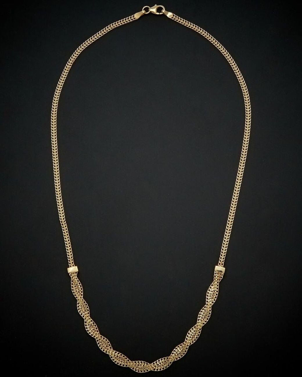 Italian Gold Black 14k Braided Curb Link Necklace