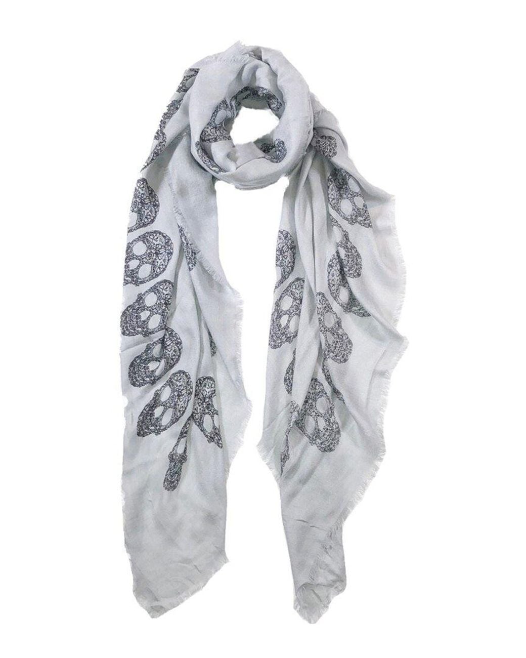 Blue Pacific Blue Tissue Cashmere-Blend Frida Skulls Scarf