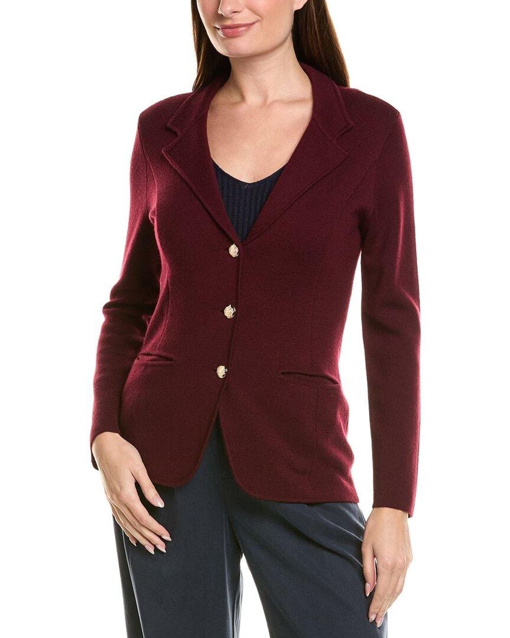 Bruno Magli Red Wool-Blend Sweater Blazer