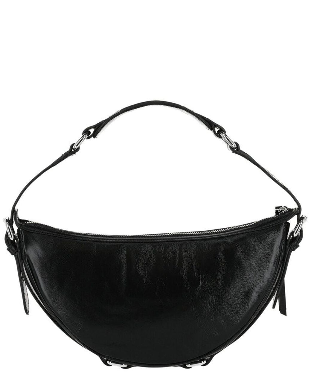 By Far Black Gib Creased Leather Shoulder Bag