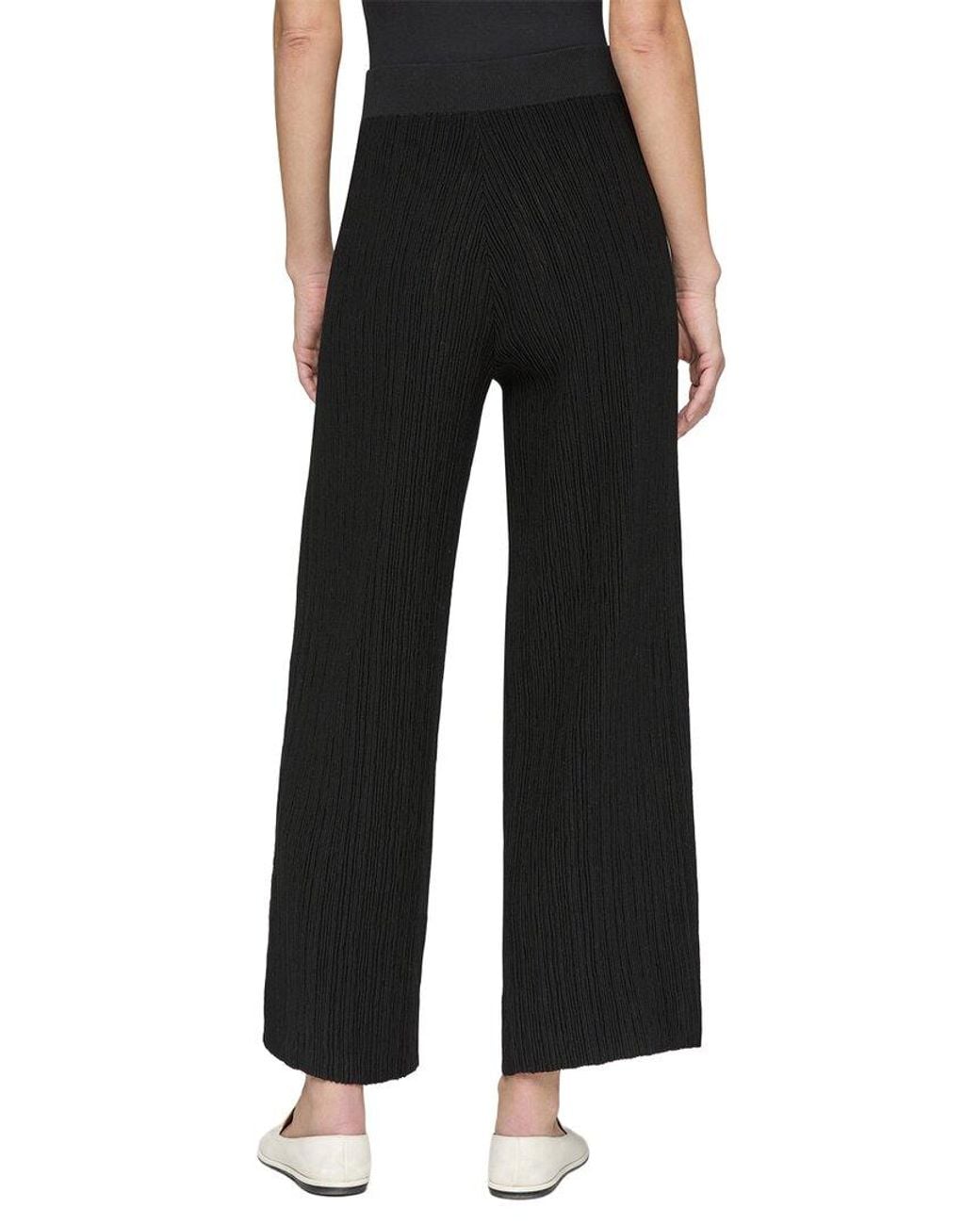 Lafayette 148 New York Black Ottoman Stitch Pull On Knit Silk-Blend Pant