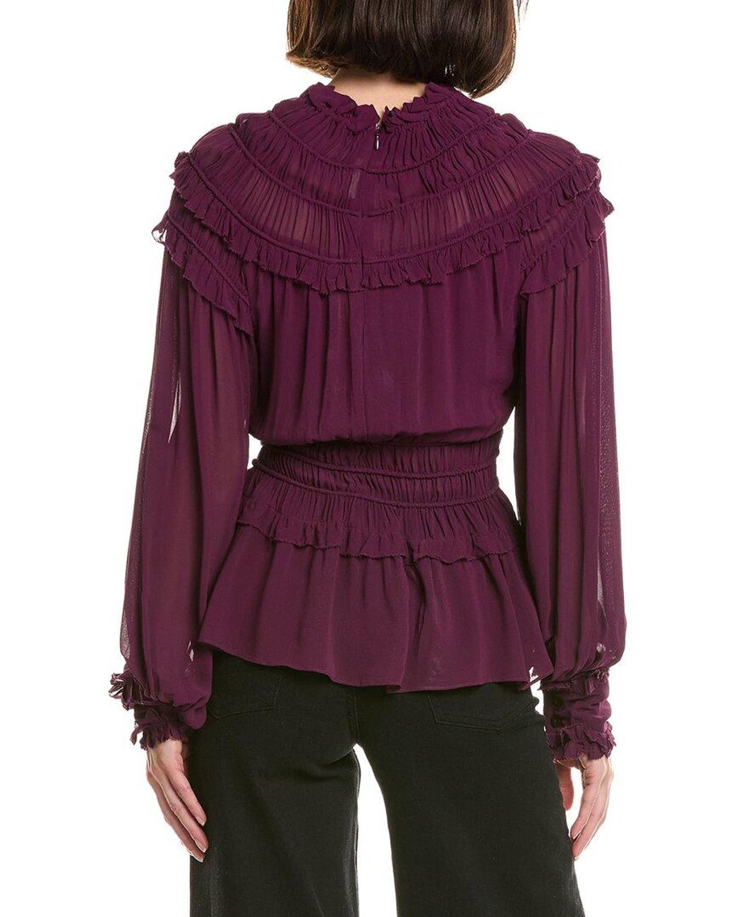 Farm Rio Purple Farm Rio Burgundy Ruffled Blouse