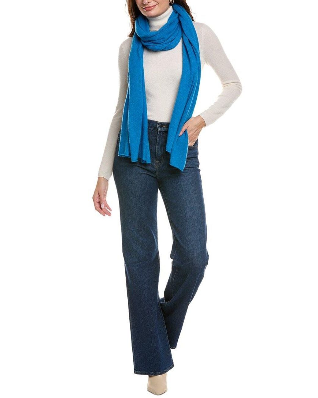 La Fiorentina Blue Wool & Cashmere-Blend Travel Wrap