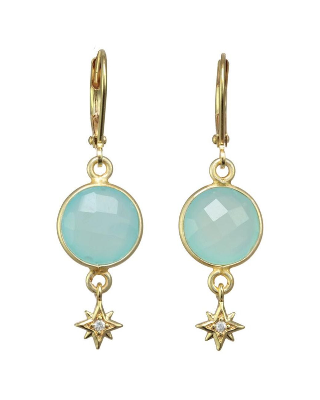 Rachel Reinhardt Jewelry Blue 14k Over Silver Chalcedony & Cz Earrings