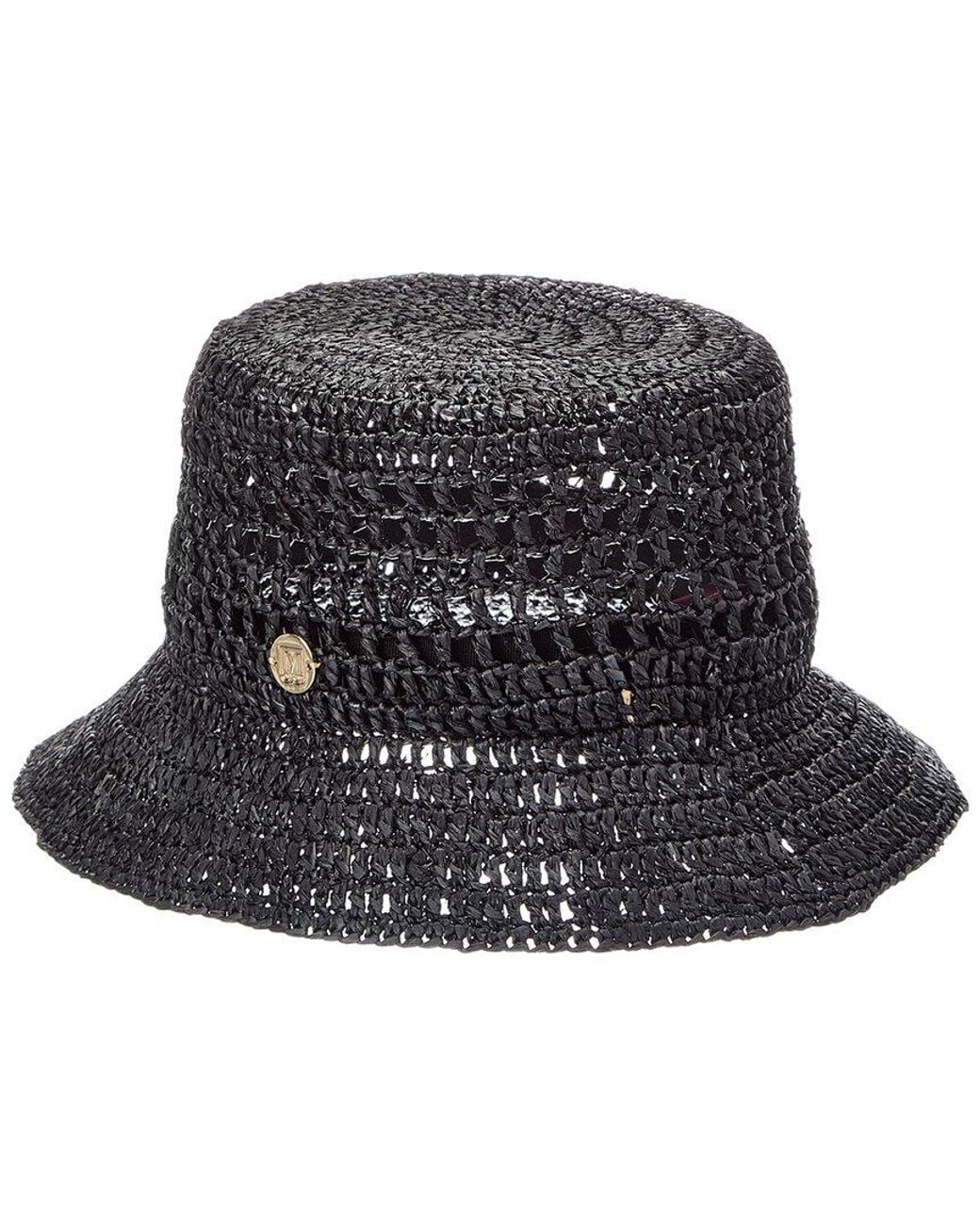 Bruno Magli Black Crochet Short Brim Bucket Hat