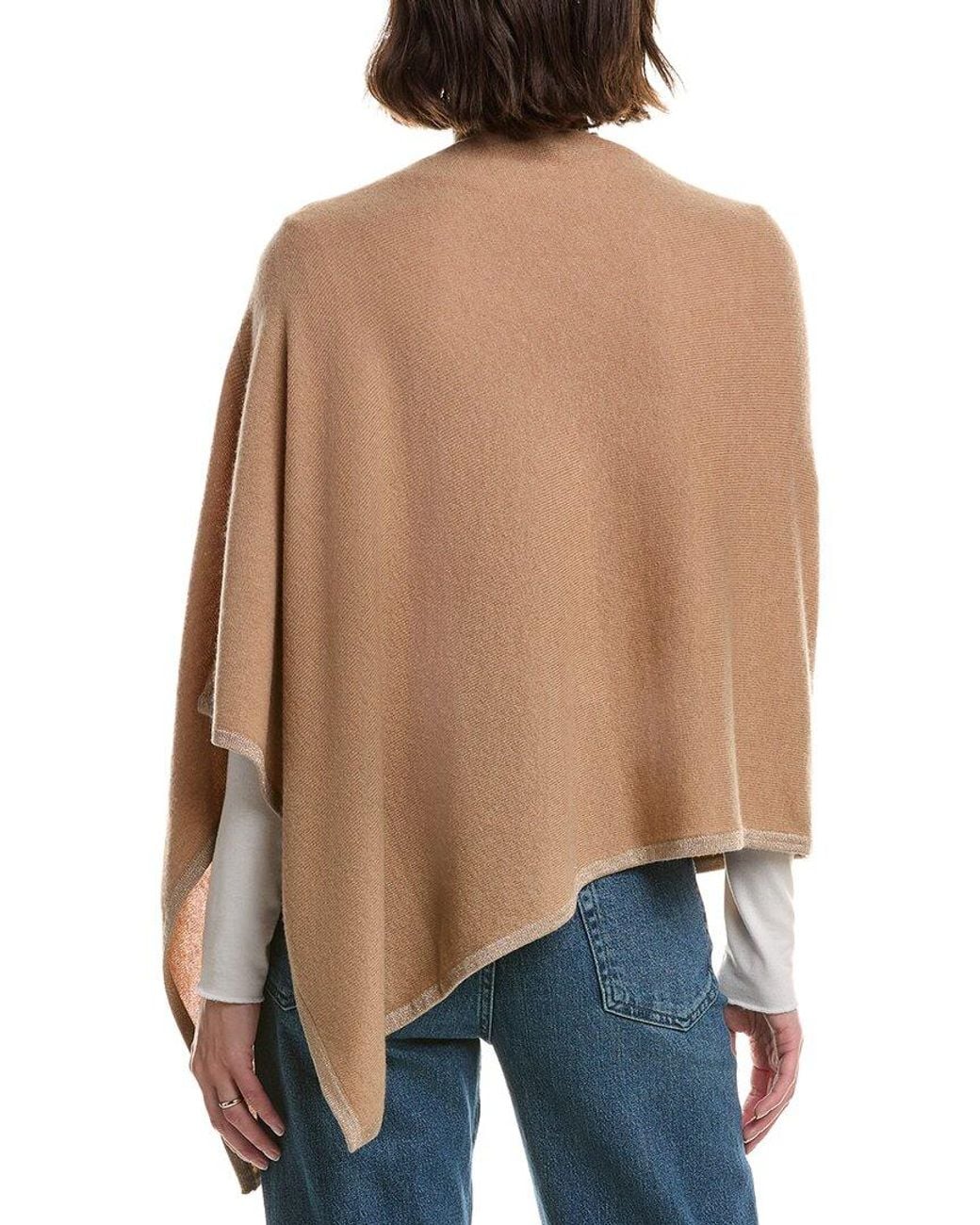 Sofiacashmere Blue Sofiacashmere Lurex Tipped Wool & Cashmere-Blend Poncho
