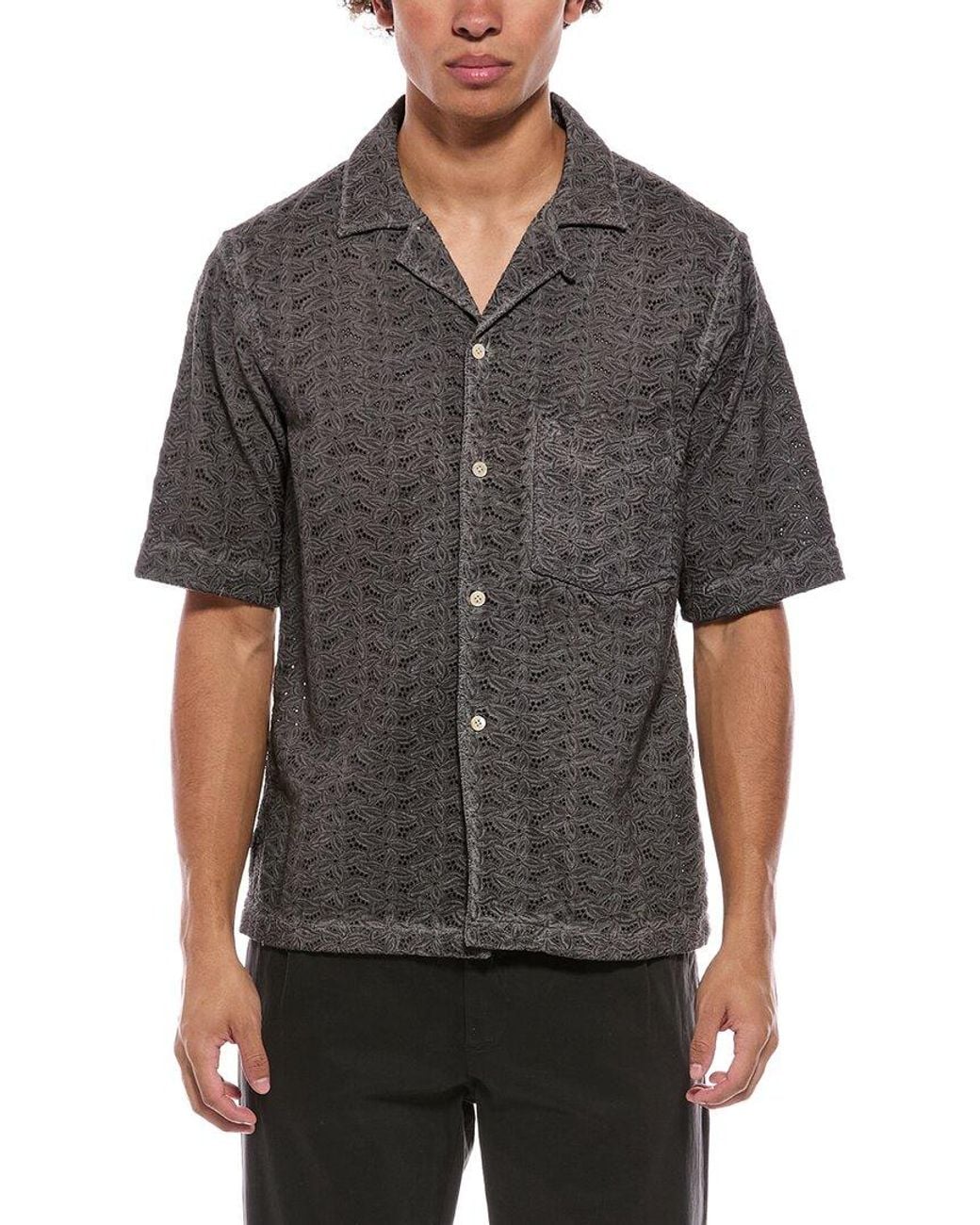 Eleventy Gray Eyelet Shirt for men