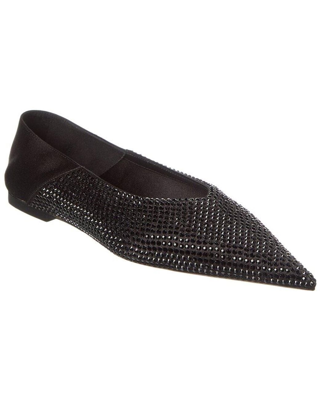 Saint Laurent Black Nour Satin & Rhinestone Slipper