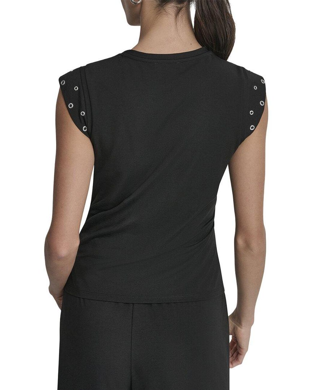 DKNY Black Stud Sleeve Top
