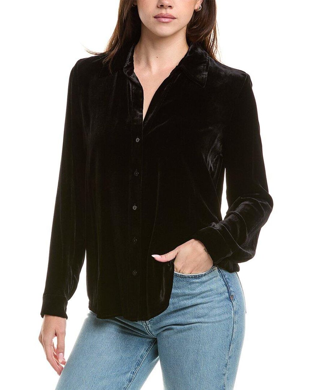 L'Agence Black Argo Silk-Blend Shirt