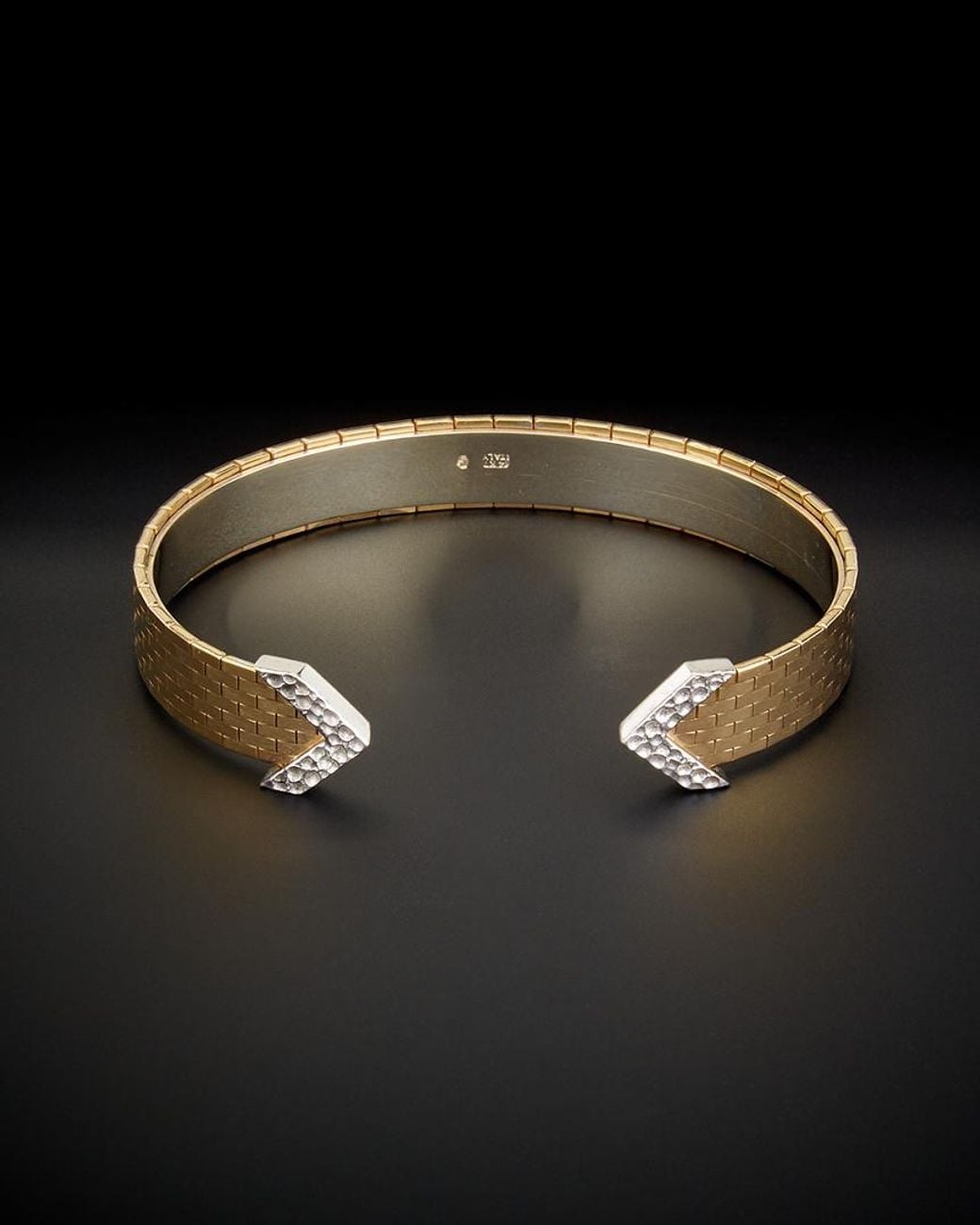 Italian Gold Black 14k Two-tone Sparkle Mirror Cuff