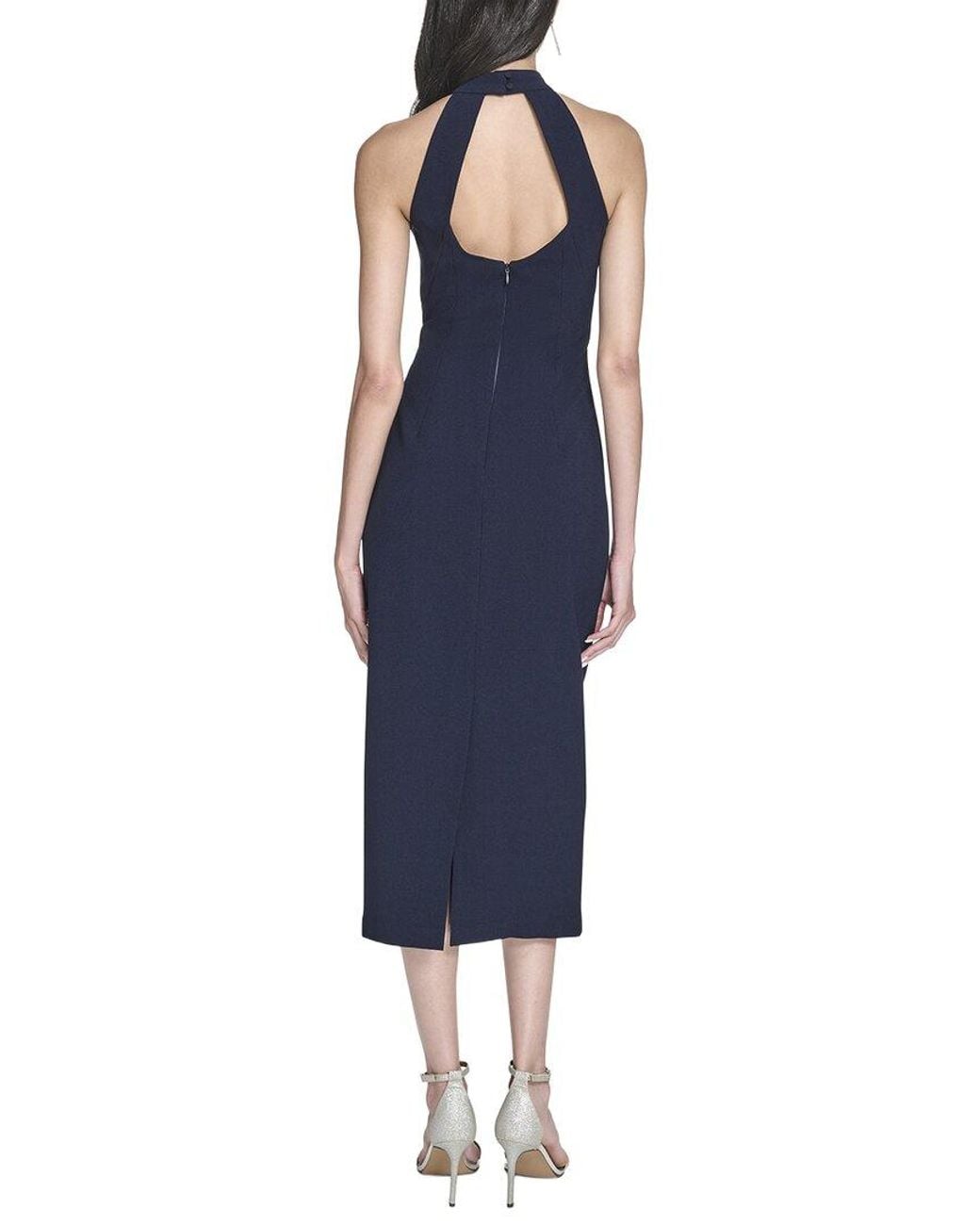Vince Camuto Blue Printed Sleeveless Midi Dress
