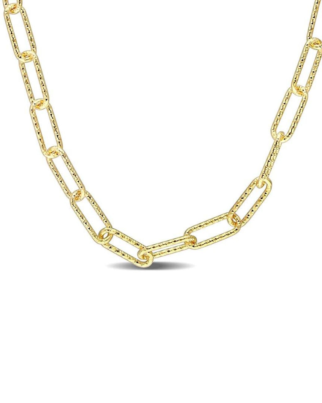 Italian Silver Metallic 18k Over Paperclip Chain Necklace