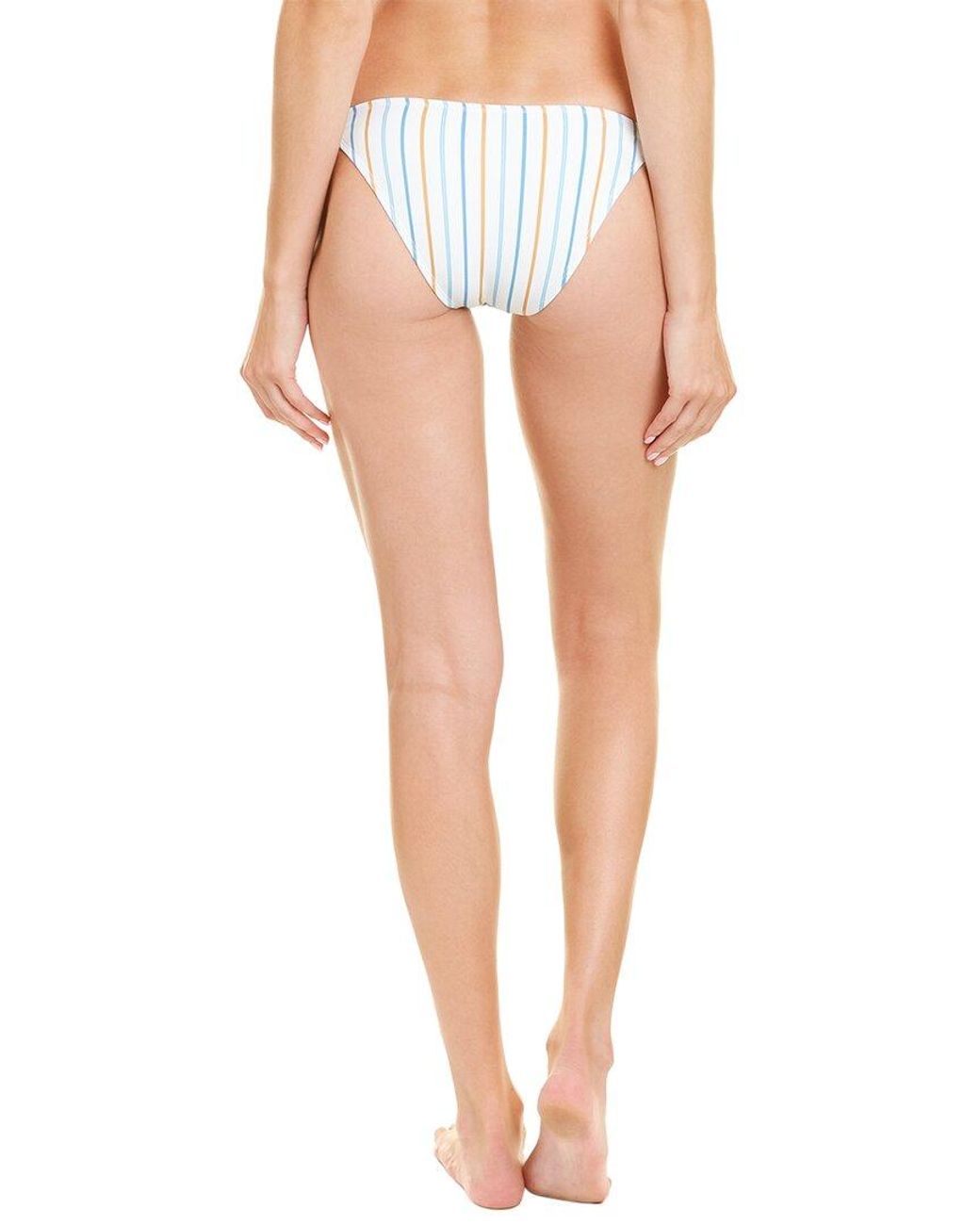 Vitamin A White Natalie Miter Stripe Tie-Side Bikini Bottom