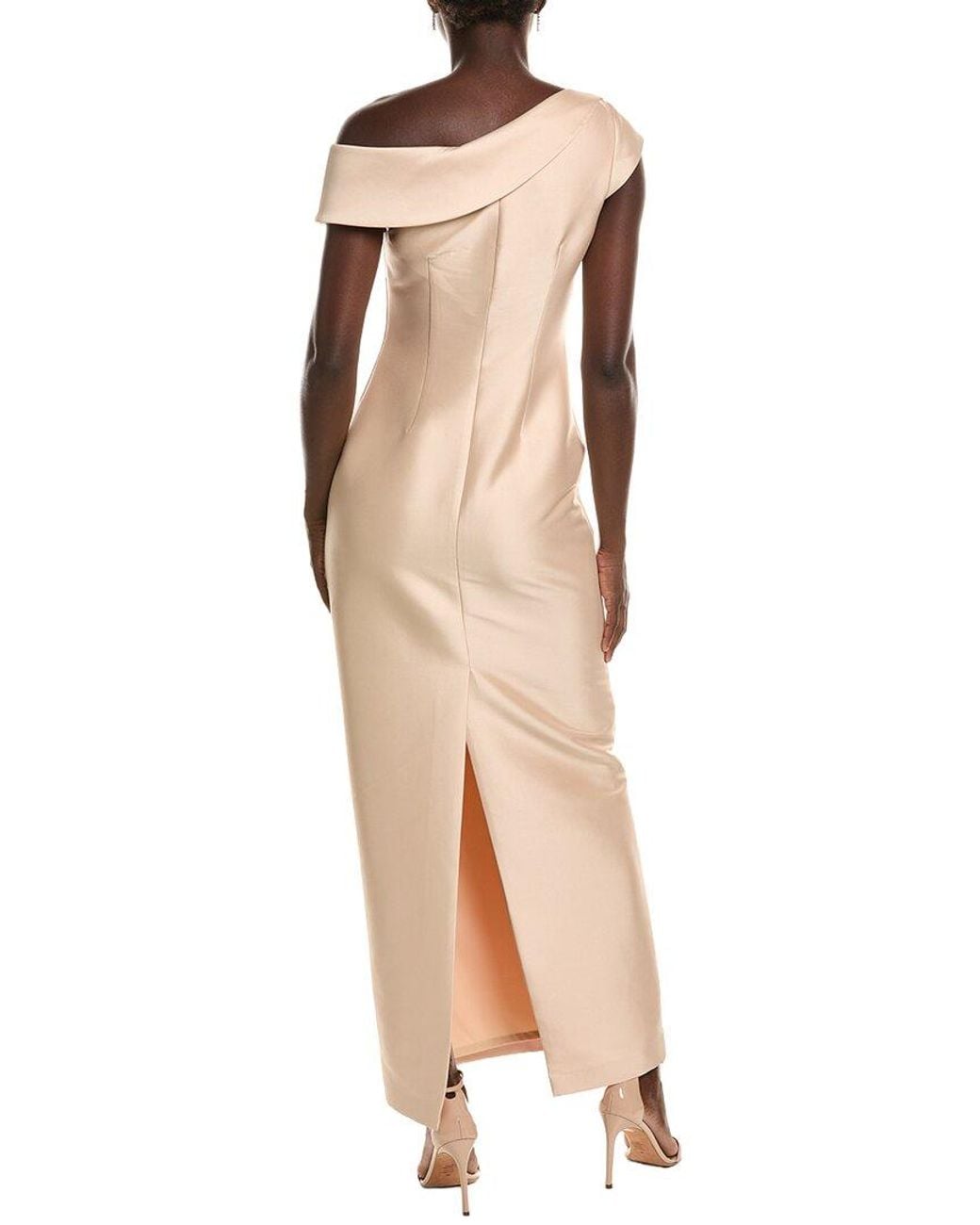 Badgley Mischka Natural One-Shoulder Gown