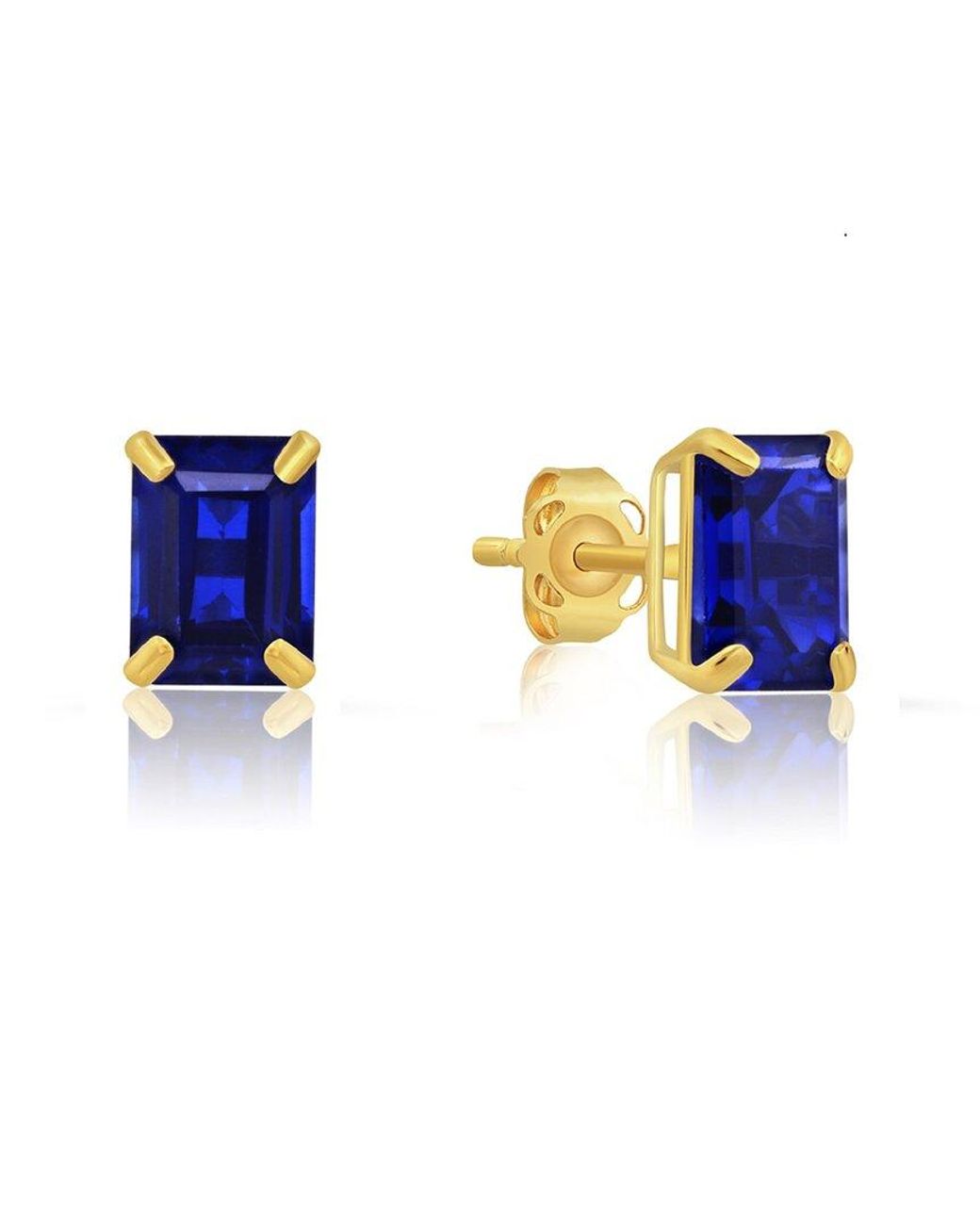 MaxColor 14k 2.10 Ct. Tw. Lab-grown Blue Sapphire Studs