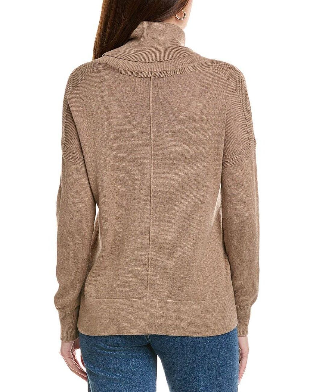 Hannah Rose Natural Boxy Turtleneck Cashmere-Blend Sweater