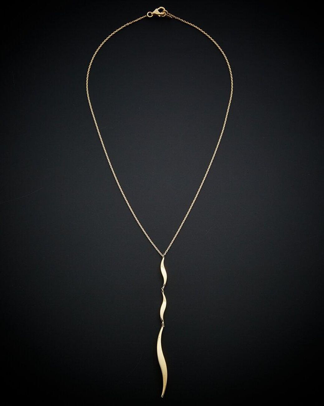 Italian Gold Black 14k Graduated Wave Drop Necklace
