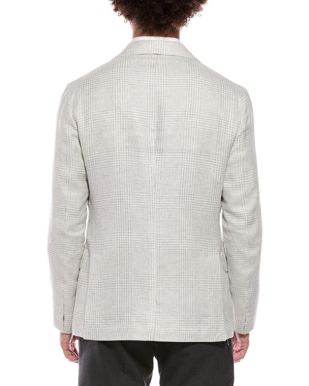 Eleventy Gray Single Breasted Linen & Wool-Blend Jacket for men
