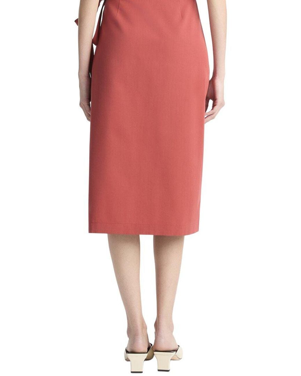 Vince Red Wrap Straight Skirt