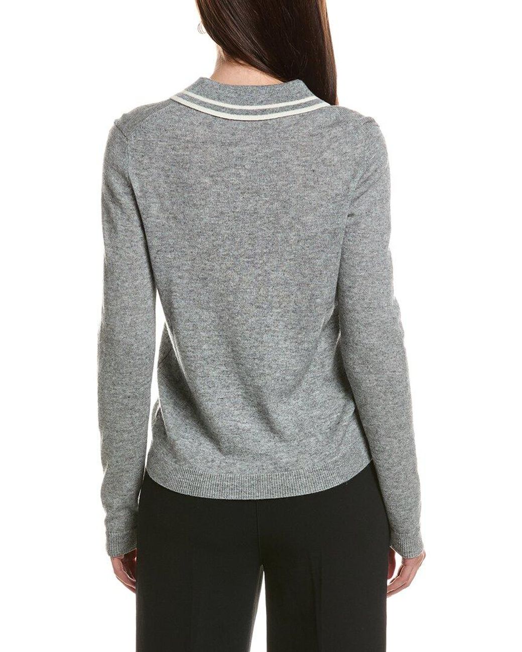 Bruno Magli Gray Double Tipped Wool & Cashmere-blend Polo Sweater