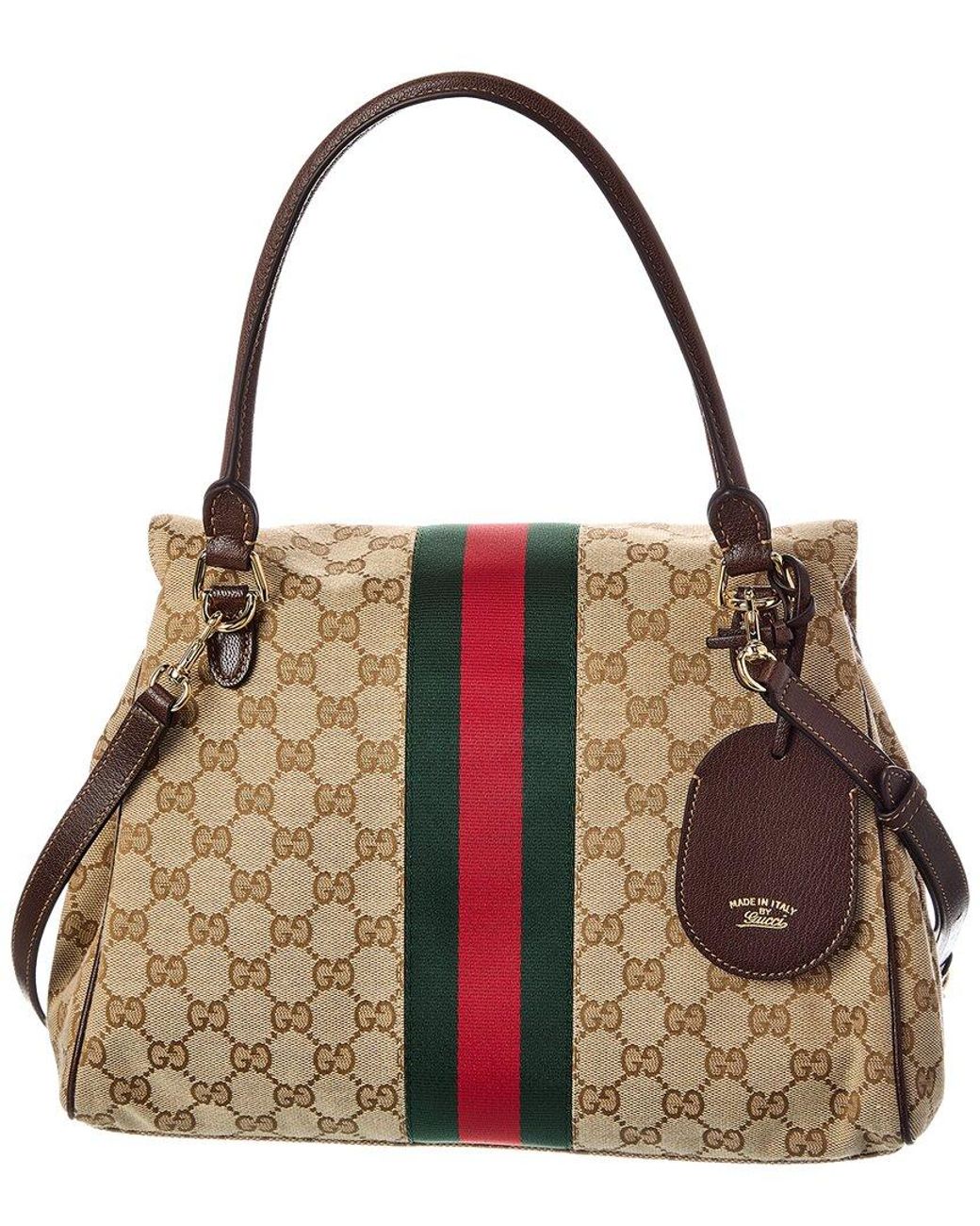 Gucci Brown Paparazzo Medium Top Handle Gg Canvas & Leather Satchel