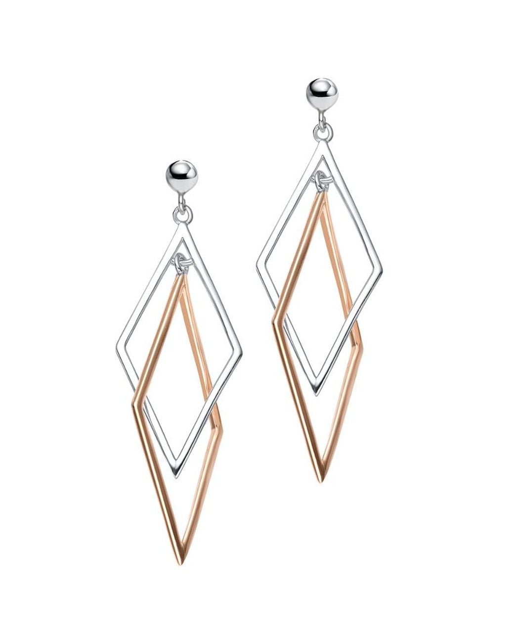 Genevive Jewelry White 18k Rose Gold Vermeil Earrings