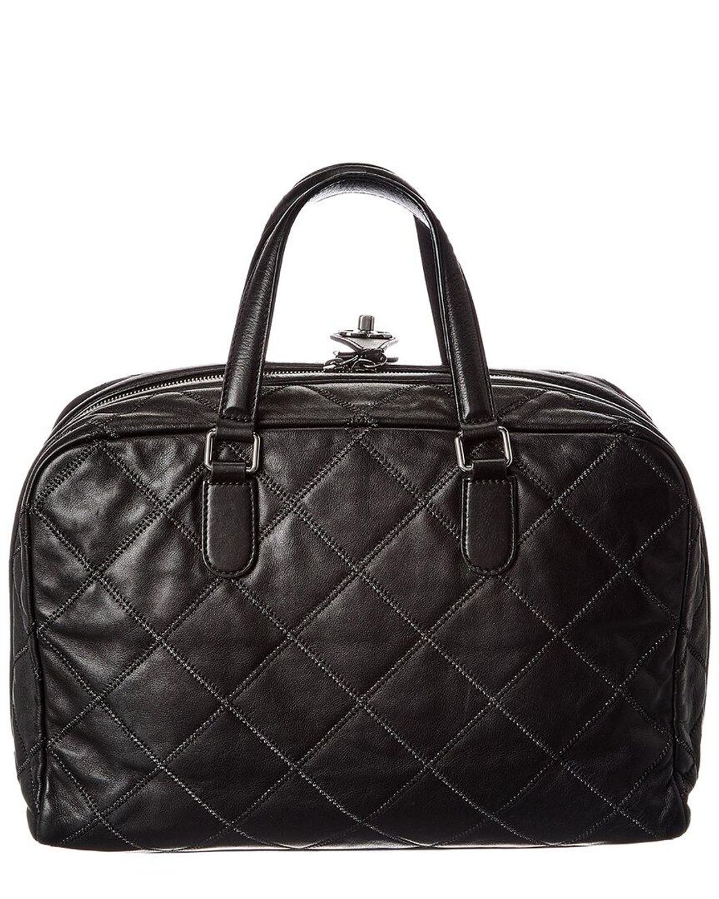 Chanel Black Calfskin Leather Stitched Bowling Bag (authentic Pre-loved)