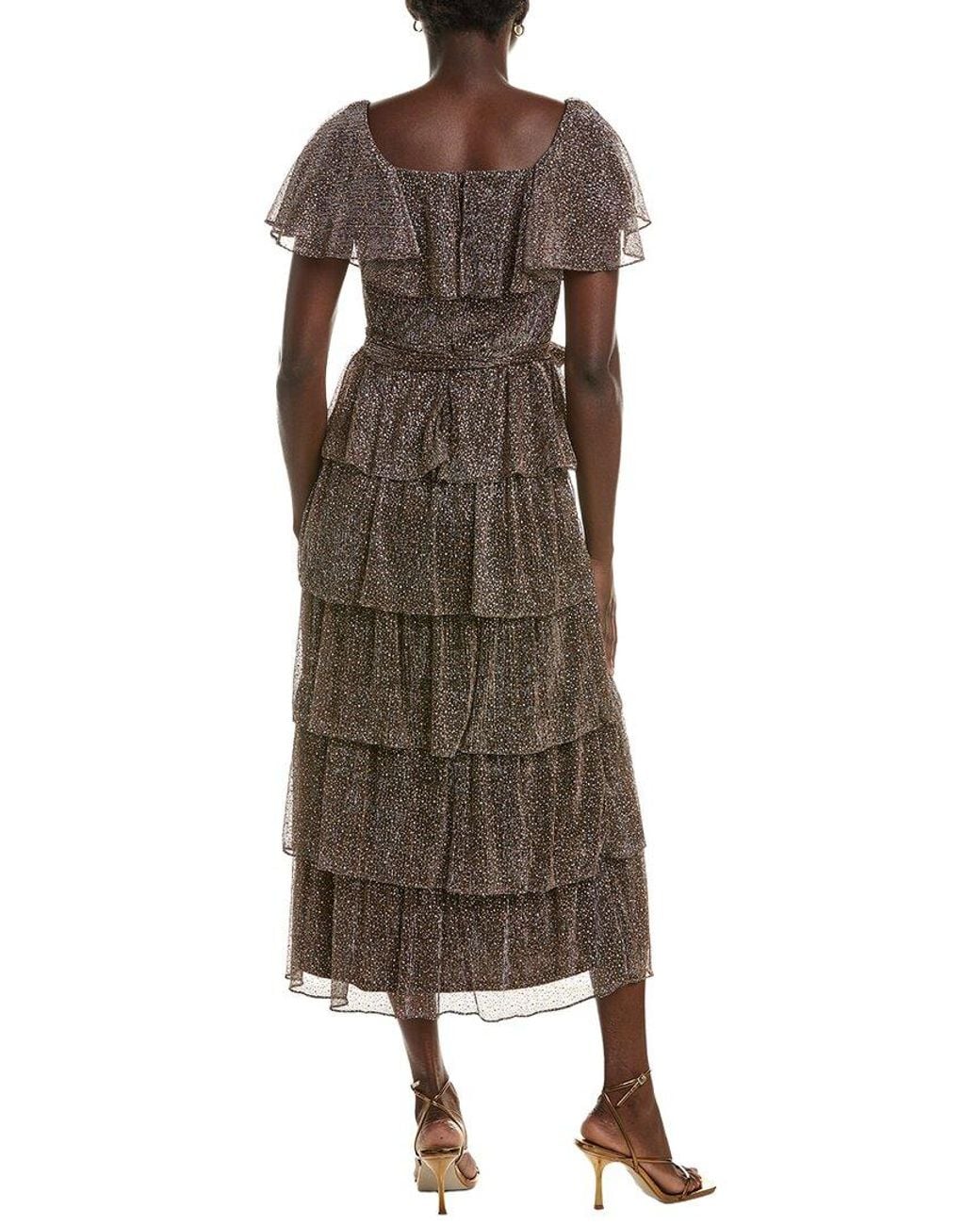 Maison Tara Brown Short Sleeve Midi Dress