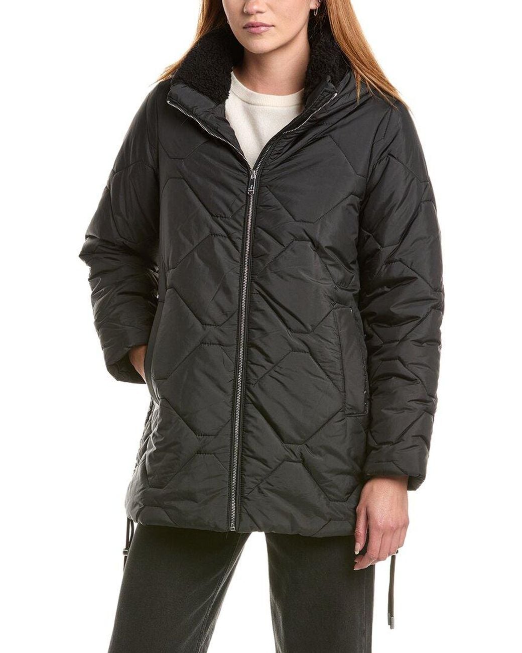 Sam Edelman Black Stretch Puffer Coat
