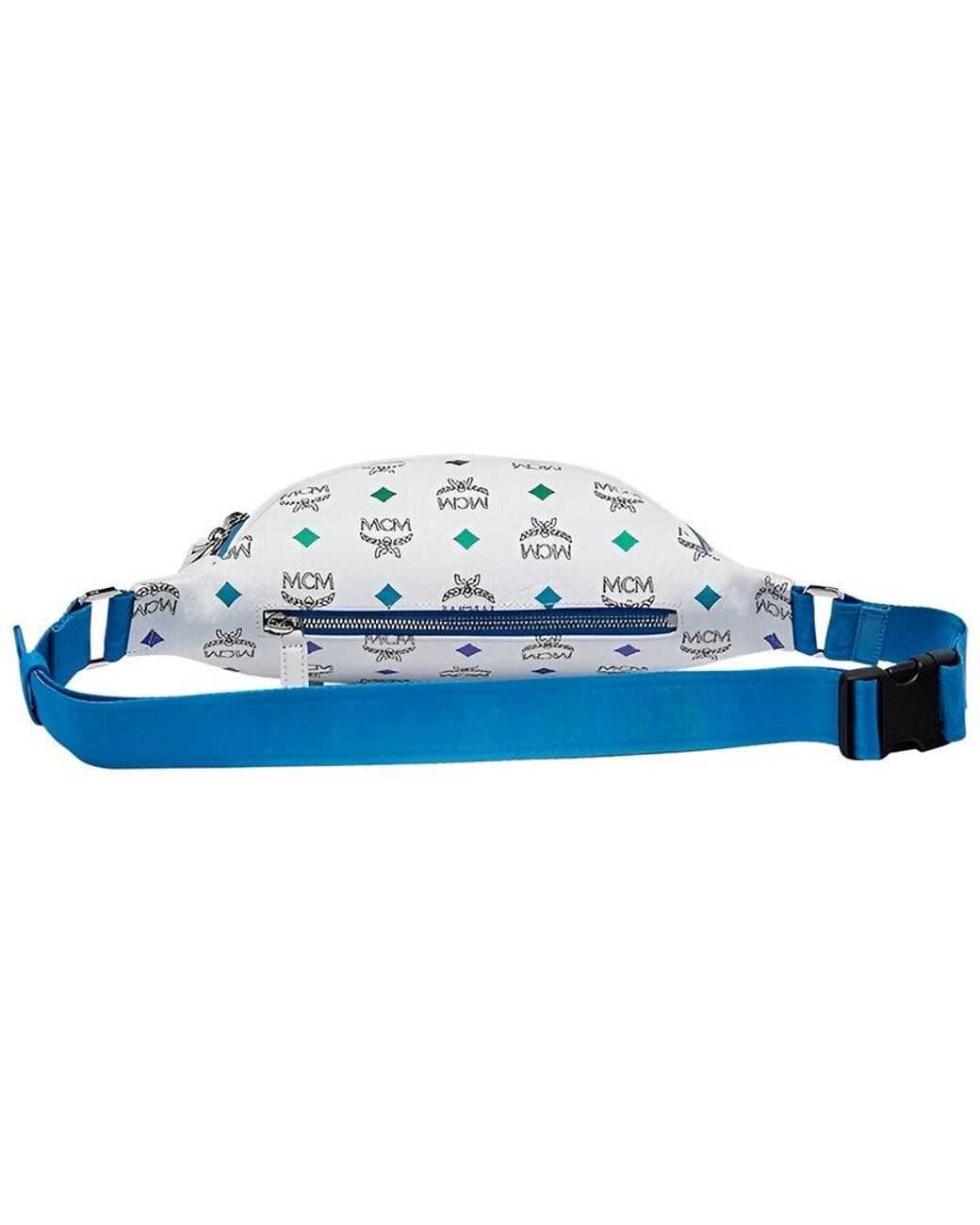 MCM White Skyoptic Canvas Belt
