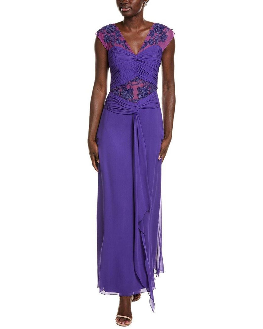 Issue New York Purple Solid Silk Shell Gown