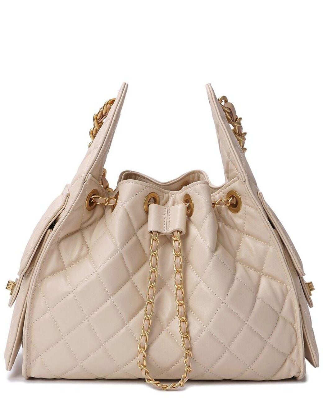 Tiffany & Fred Paris Natural Quilted Leather Shoulder Bag