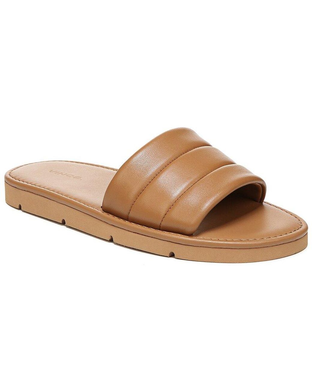 Vince Olina Leather Slide in Tan (Natural) | Lyst