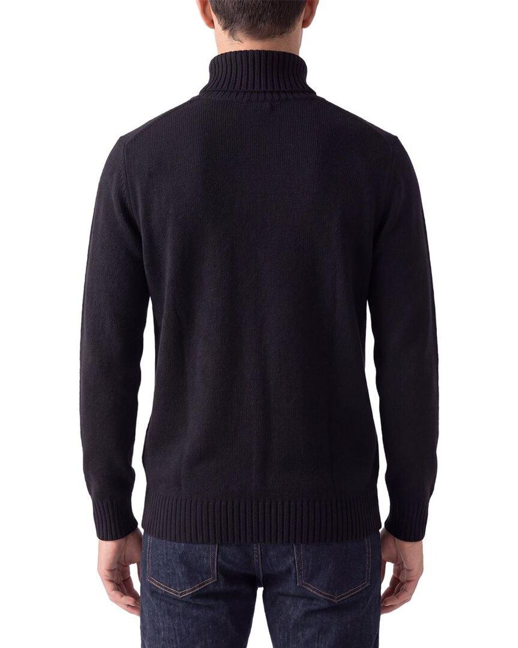 N.Peal Cashmere Blue Chunky 100% Cashmere Roll Neck Sweater for men