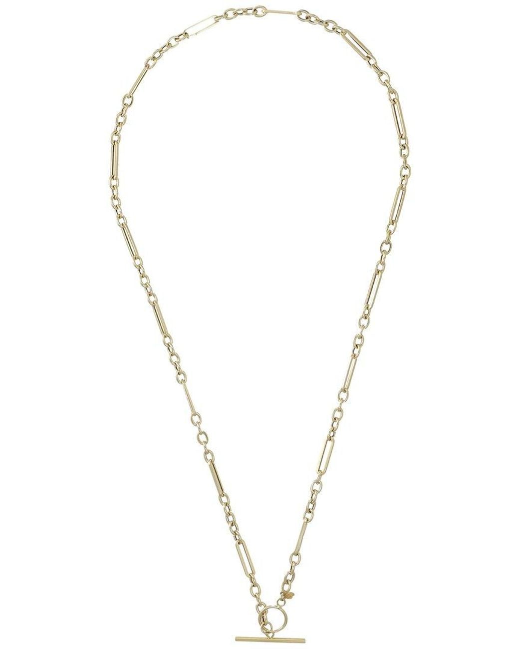 Italian Gold Metallic 14K 5+1 T-Bar Necklace