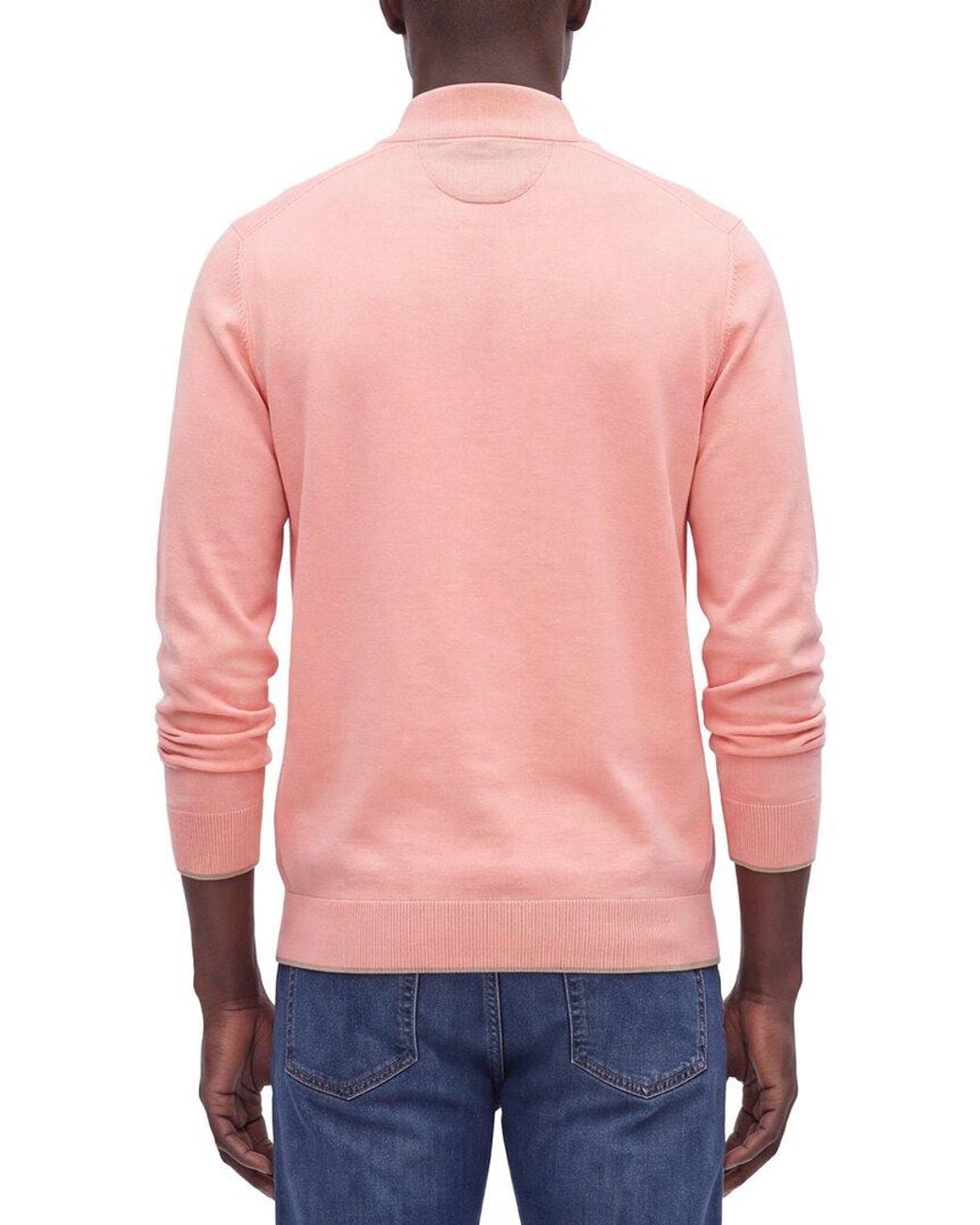Raffi Red Jersey 1/4-Zip Mock Neck Sweater for men
