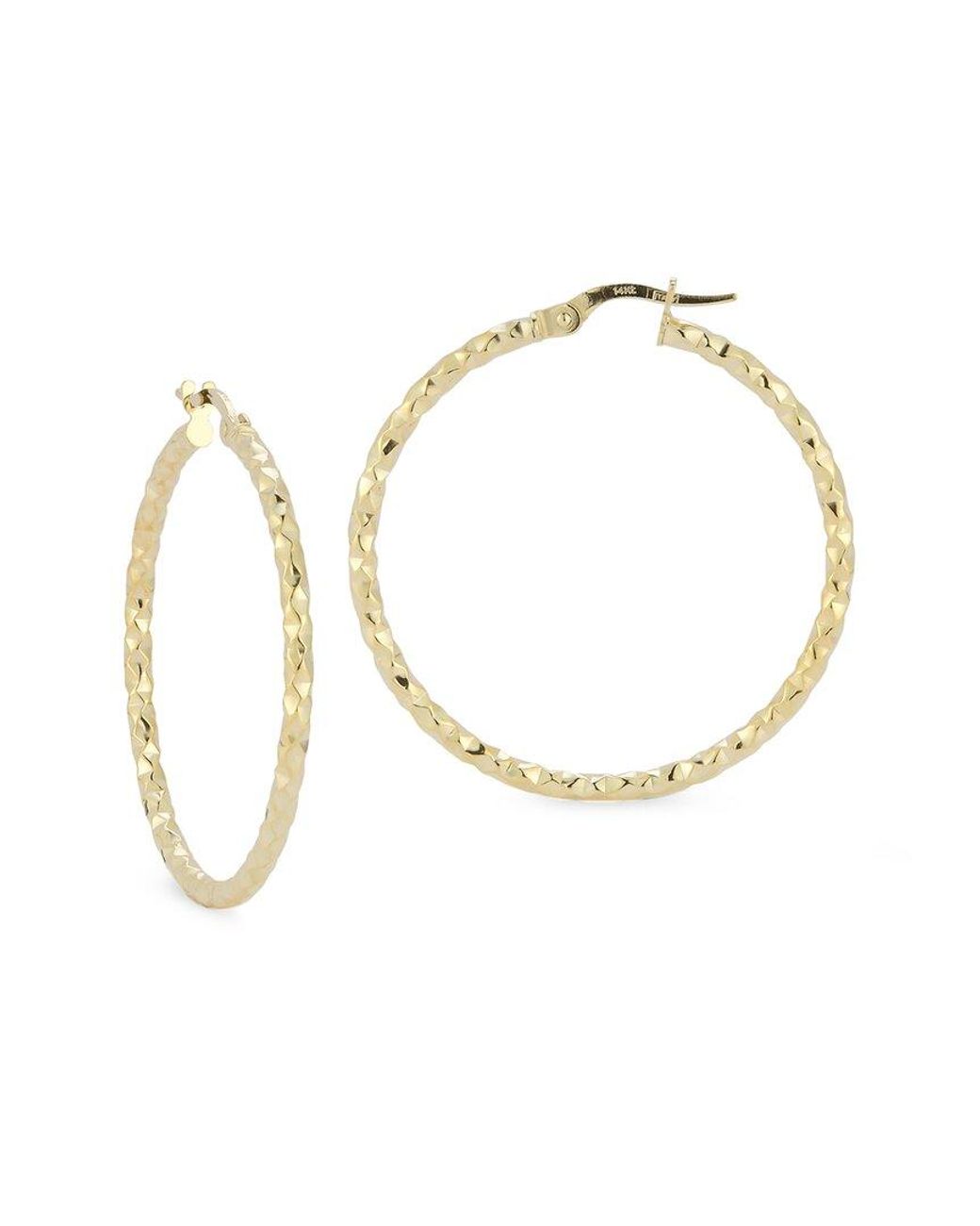 Italian Gold White 14K Large Hoops