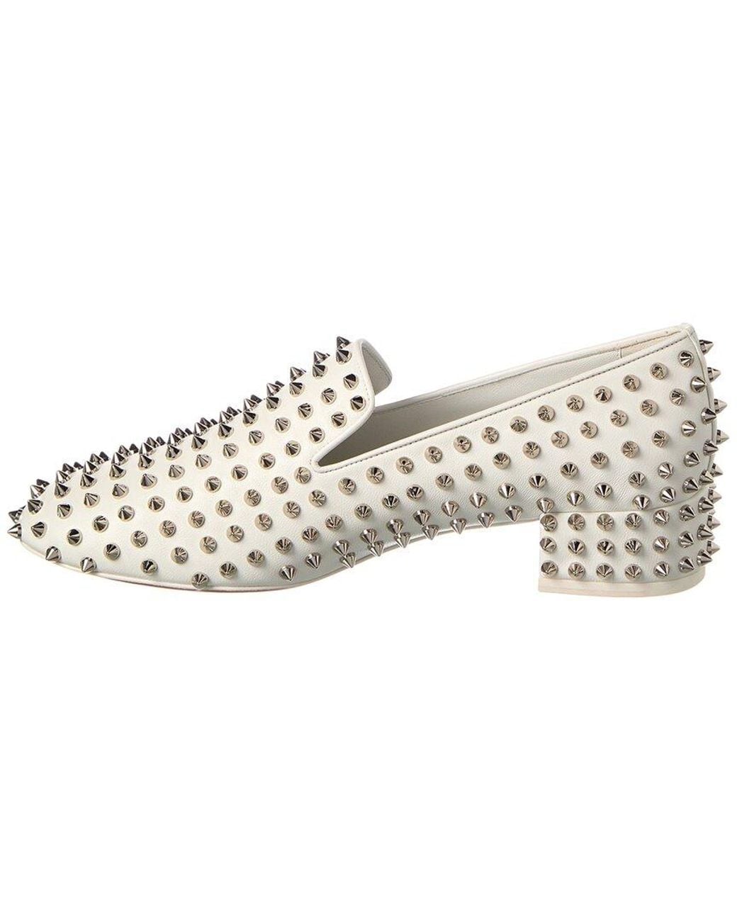 Christian Louboutin White Spikeasy 30 Leather Loafer