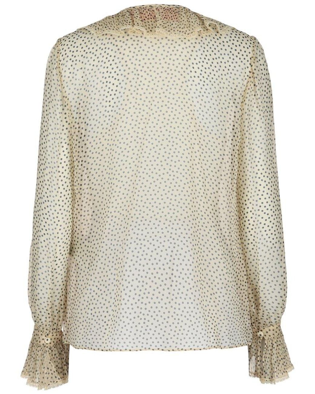 Valentino Natural Polka Dot Silk-Chiffon Blouse